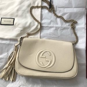 Gucci white tassel chain cross body bag